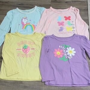 Garanimals Long Sleeve Tees - Unicorn, Butterfly, Berry, and Flower Designs Sz 3